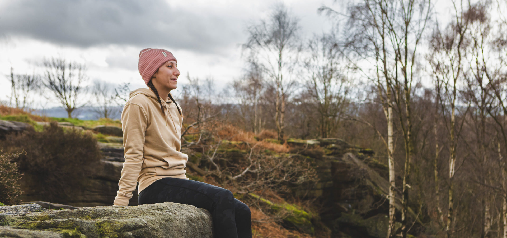 Woman wears beanie
