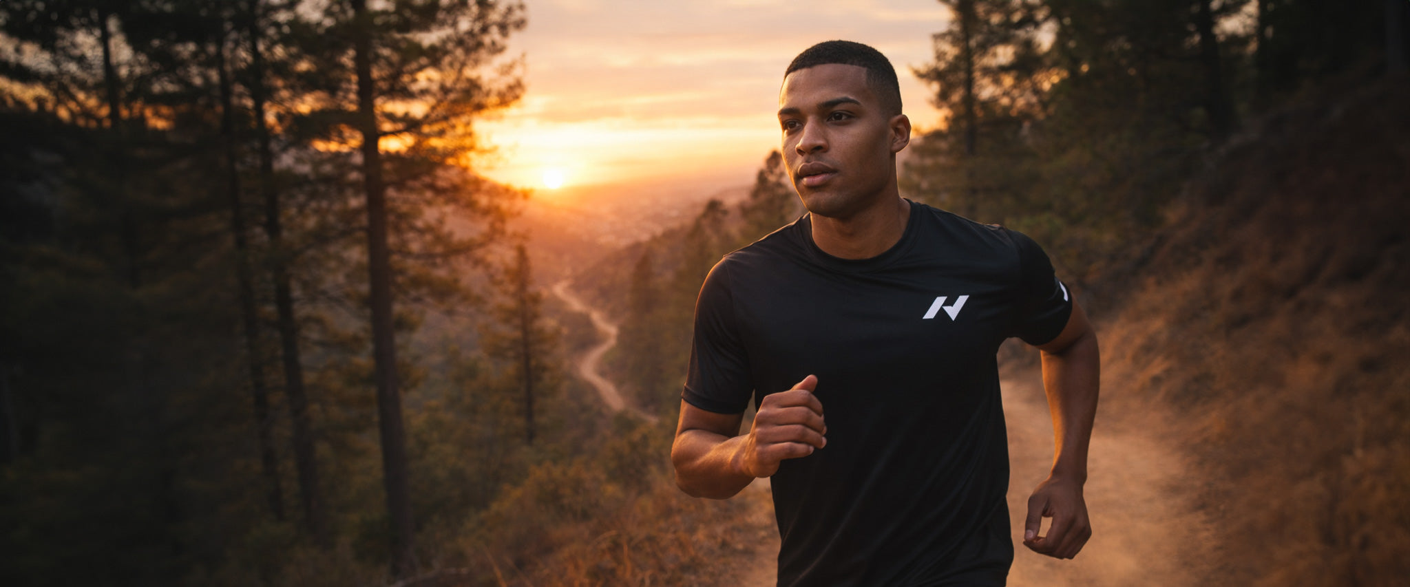 athlete runs trail